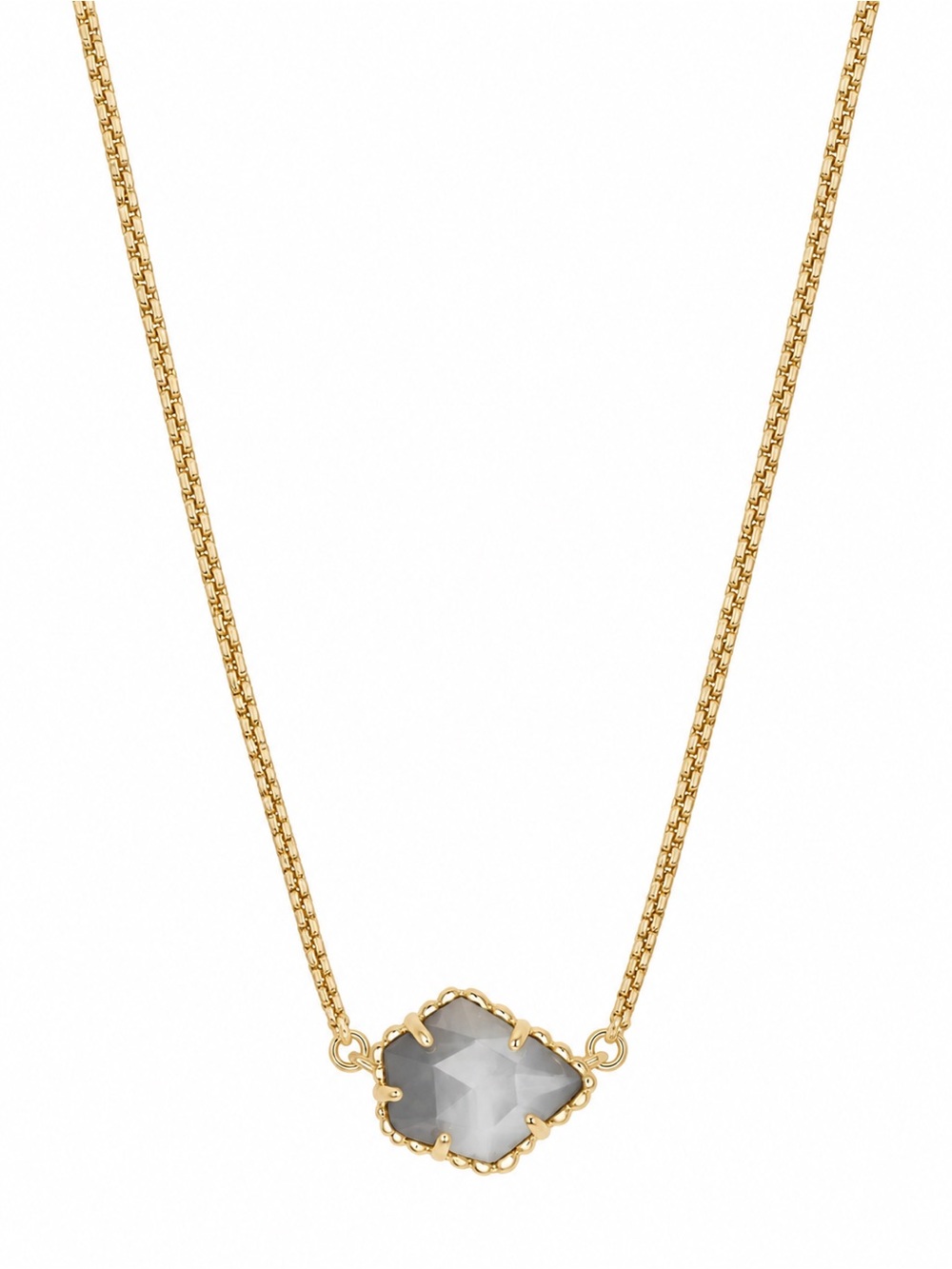 KENDRA SCOTT TESS GOLD SMALL PENDANT NECKLACE IN SLATE CATS EYE